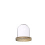 Cloche vetro d.10 h.10 base legno