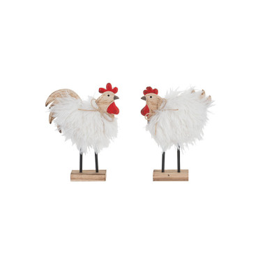 Gallo-Gallina legno h.22