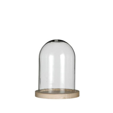 Cloche vetro d.12 h.13 base legno