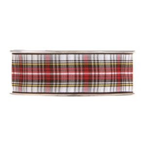 Nastro mm.38 m.20 TARTAN bianco-rosso