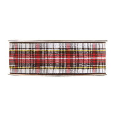 Nastro mm.38 m.20 TARTAN bianco-rosso