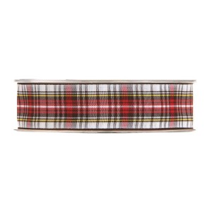 Nastro mm.25 m.20 TARTAN bianco-rosso