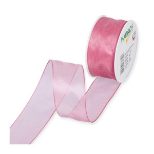 Nastro mm.40 mt.25 organza wired rosa