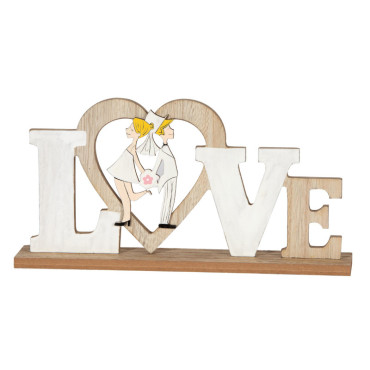 Scritta LOVE con sposi CM. 28X4,5XH15