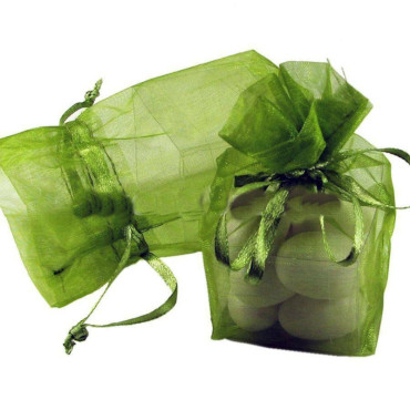 Sacchettino organza 16×16 verde bosco (20 pz)