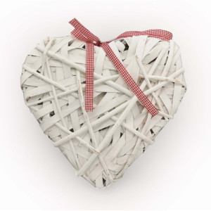 Cuore vimini pieno cm.33 bianco