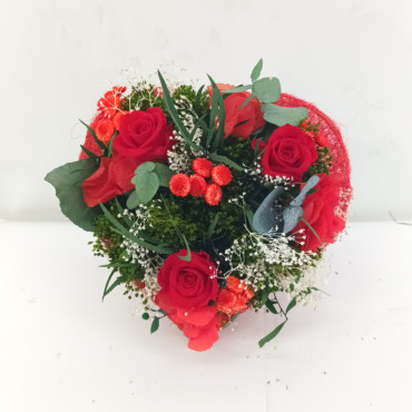 Bouquet CUORE 3 rose cm 37 rosso