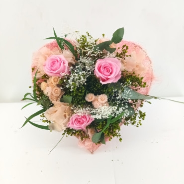 Bouquet CUORE 3 rose cm 37 rosa