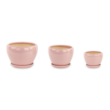 Cachepot stoneware d.26 rosa (set 3)